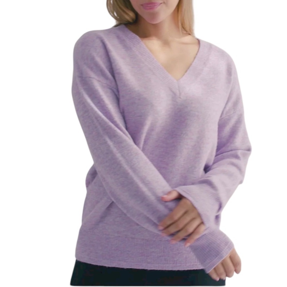 BANANA REPUBLIC Women's V-Neck Sweater - Light Pink 100% CASHMERE - Picture 2 of 13